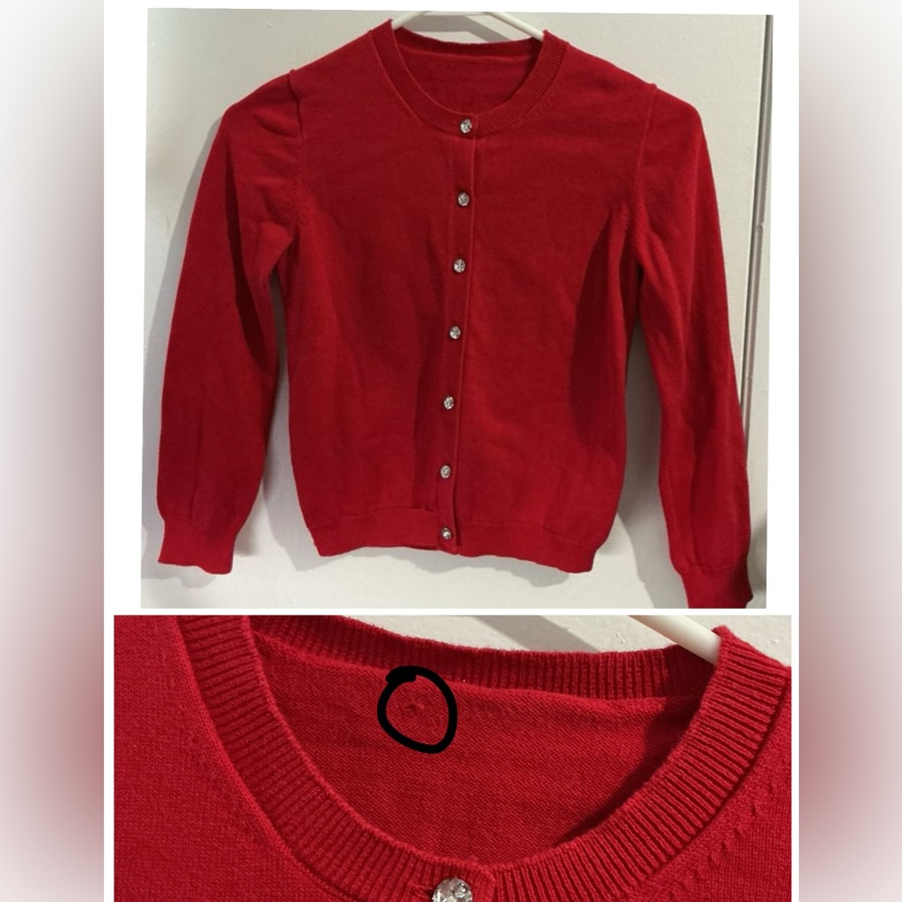 Vibrant Red Kids' Button-Up Sweater